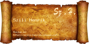 Szili Henrik névjegykártya